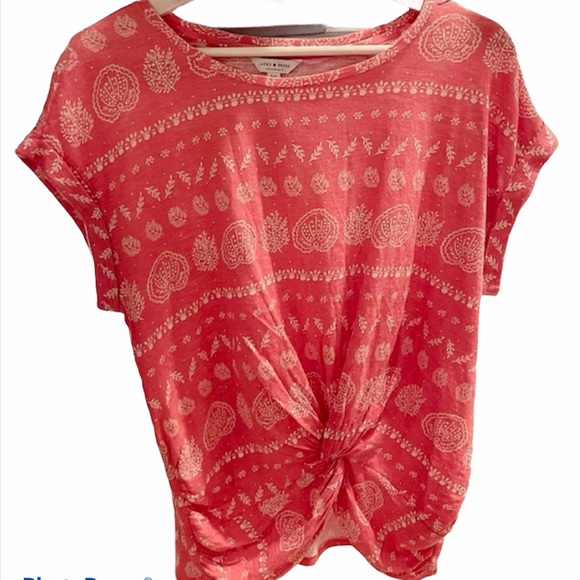 Lucky Brand  Short Sleeve Knotted Front Top - Picture 2 of 5